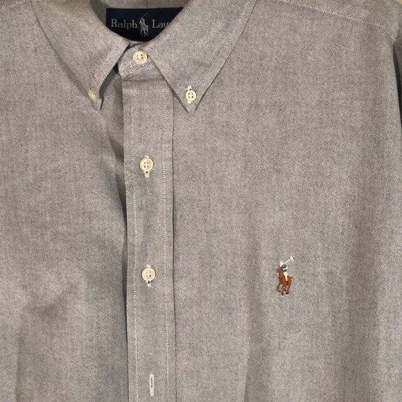 Ralph Lauren Gray Button-Down Size XL Neck 16.5 - Picture 2 of 8